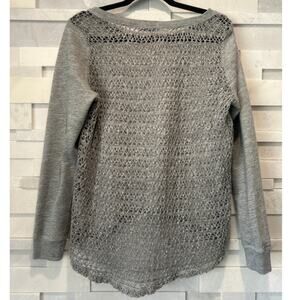 ABERCROMBIE & FITCH Open Knit Back Crewneck Long Sleeve Slouchy Fleece Sweater L